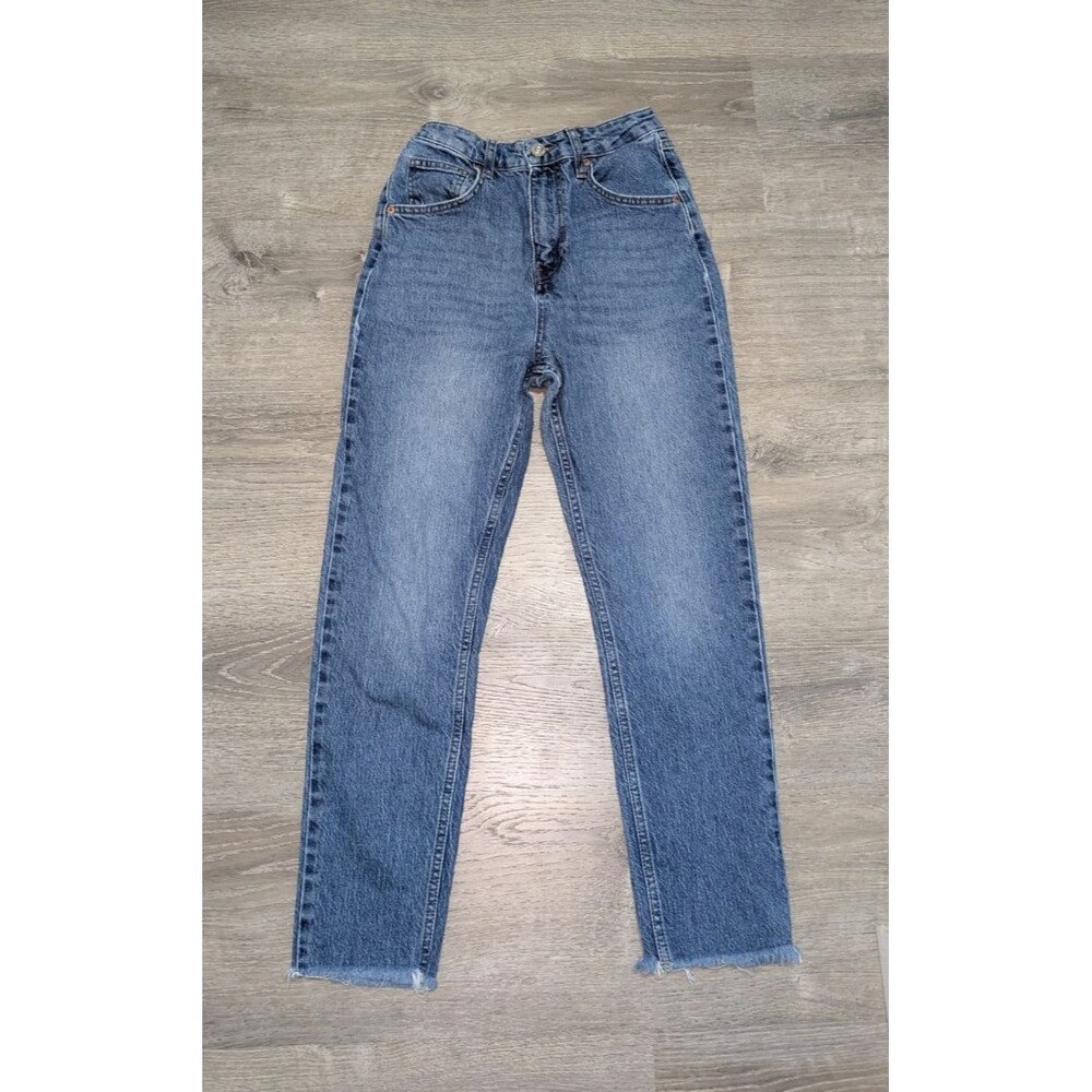 Urban Outfitters BDG Edie High Waisted Straight Leg Frayed Raw Hem Jeans 28
